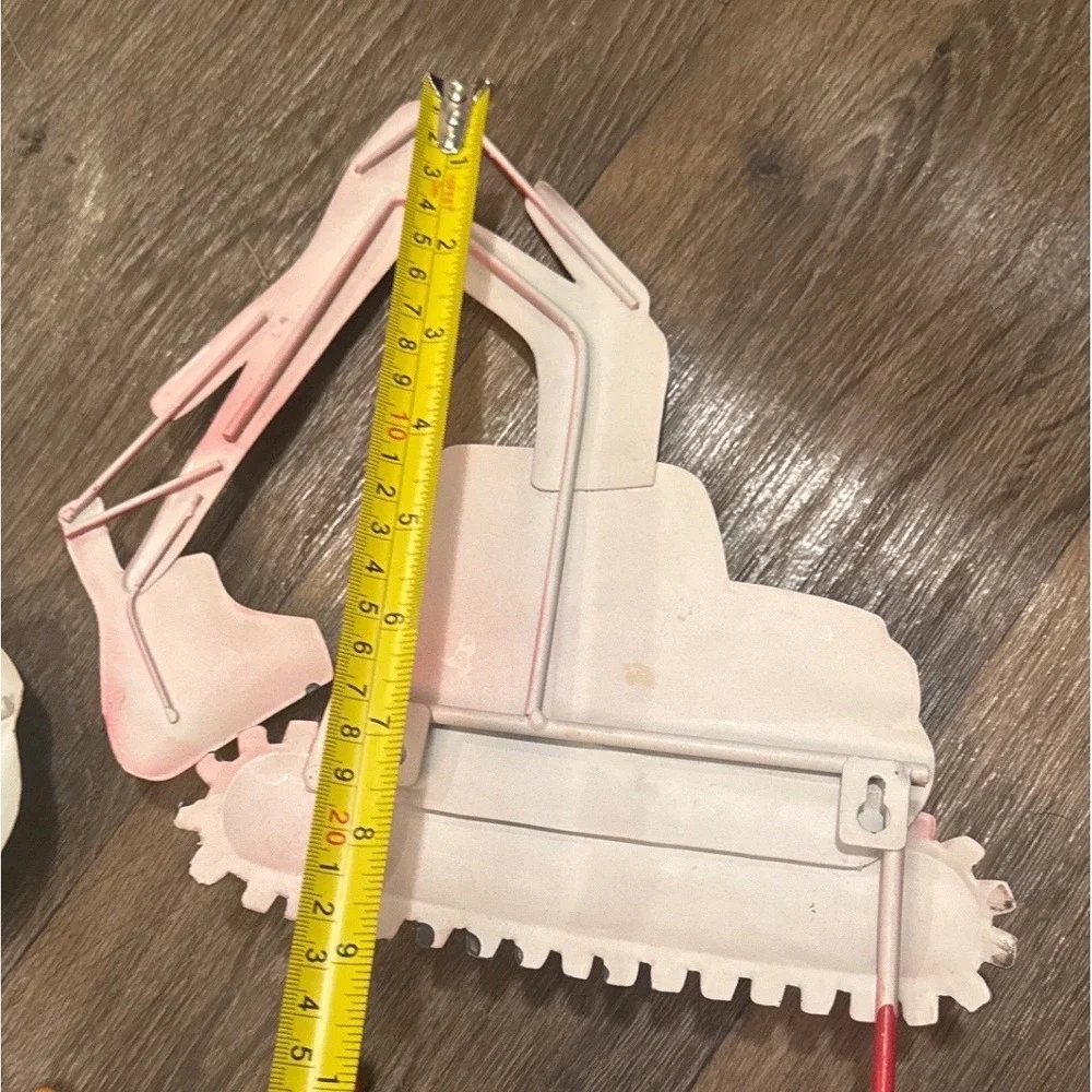Construction Vehicle Metal Wall Hooks Set Excavator Backhoe Kids Room Decor 2pc